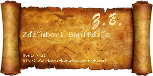 Zámbori Bonifác névjegykártya